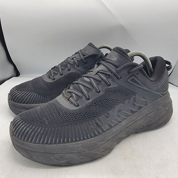 Hoka One One Bondi 7 Mens 10 Triple Black Running Shoes Athletic Outdoors Casual - Picture 3 of 13
